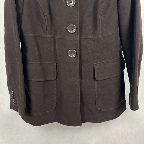 Gap Lightweight Peacoat Jacket Sz Medium Brown Fully Lined Button Front Coat - Picture 3 of 7